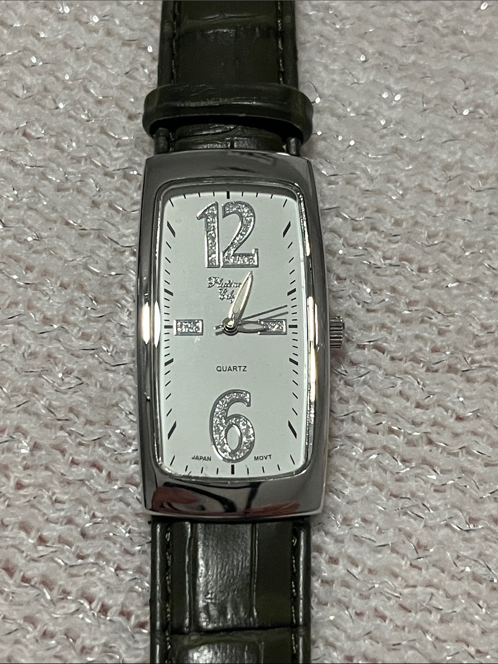 Classic Women’s Quartz Watch - Silver Case with Dark Green Strap
